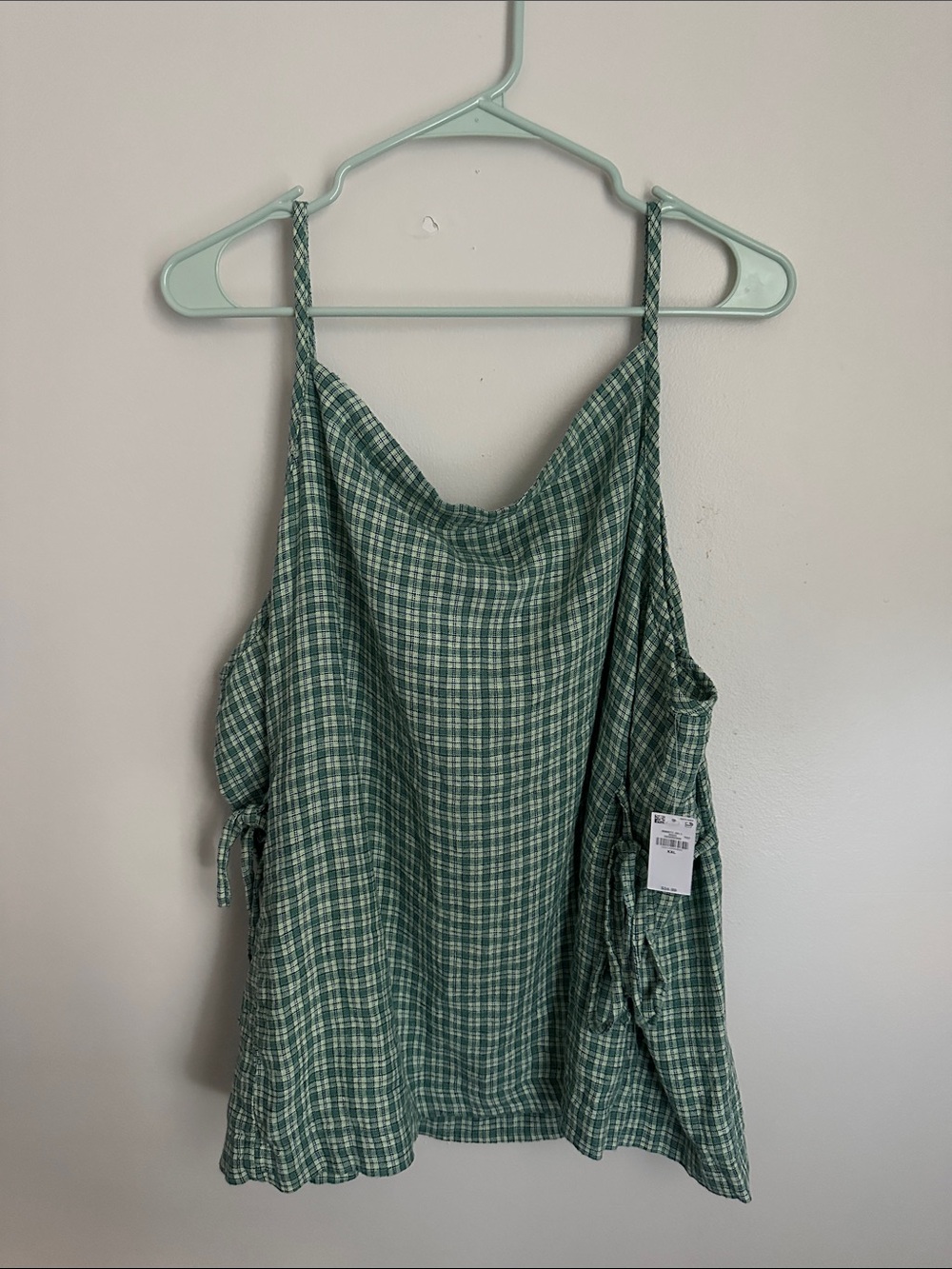 Old Navy Green Plaid Cami with Side Ties